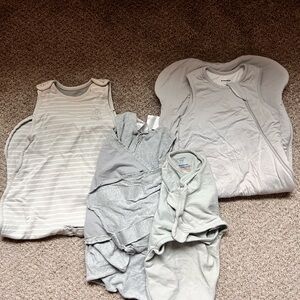 Neutral Gray Baby Sleep Sack & Swaddle Set- woolino, swaddle me, halo